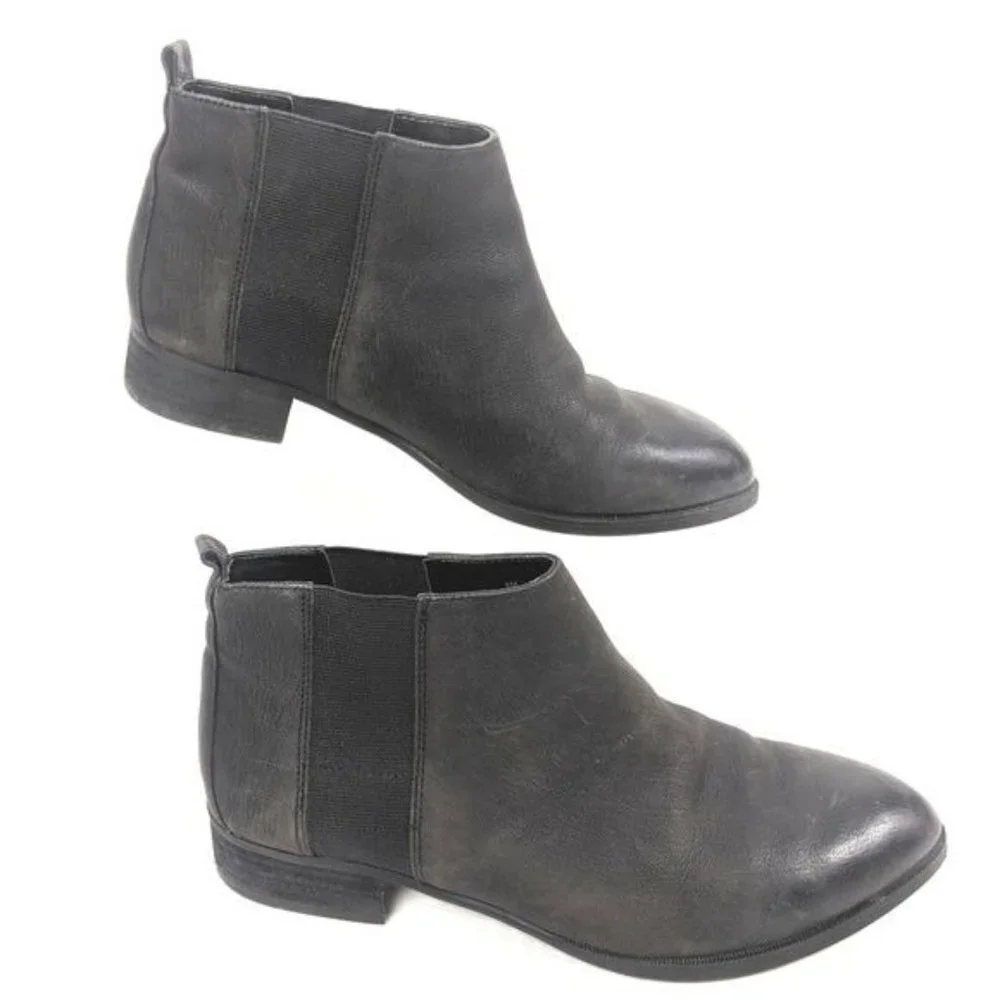 Nine West Ankle Boots Womens 6‎ Leather Slip On Pointed Toe Black Nwnolynn